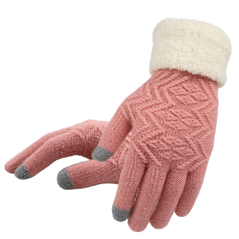 Women's Winter Knit Gloves - Warm Fleece Lined Touchscreen Mittens