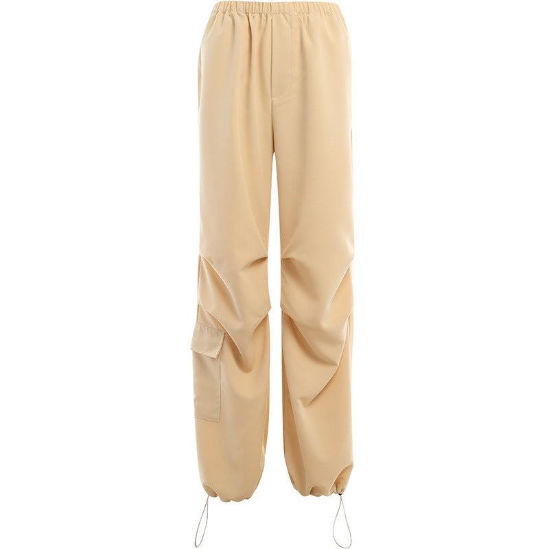 Solid Color Cargo Pants - Women's Multi-Pocket Casual Trousers