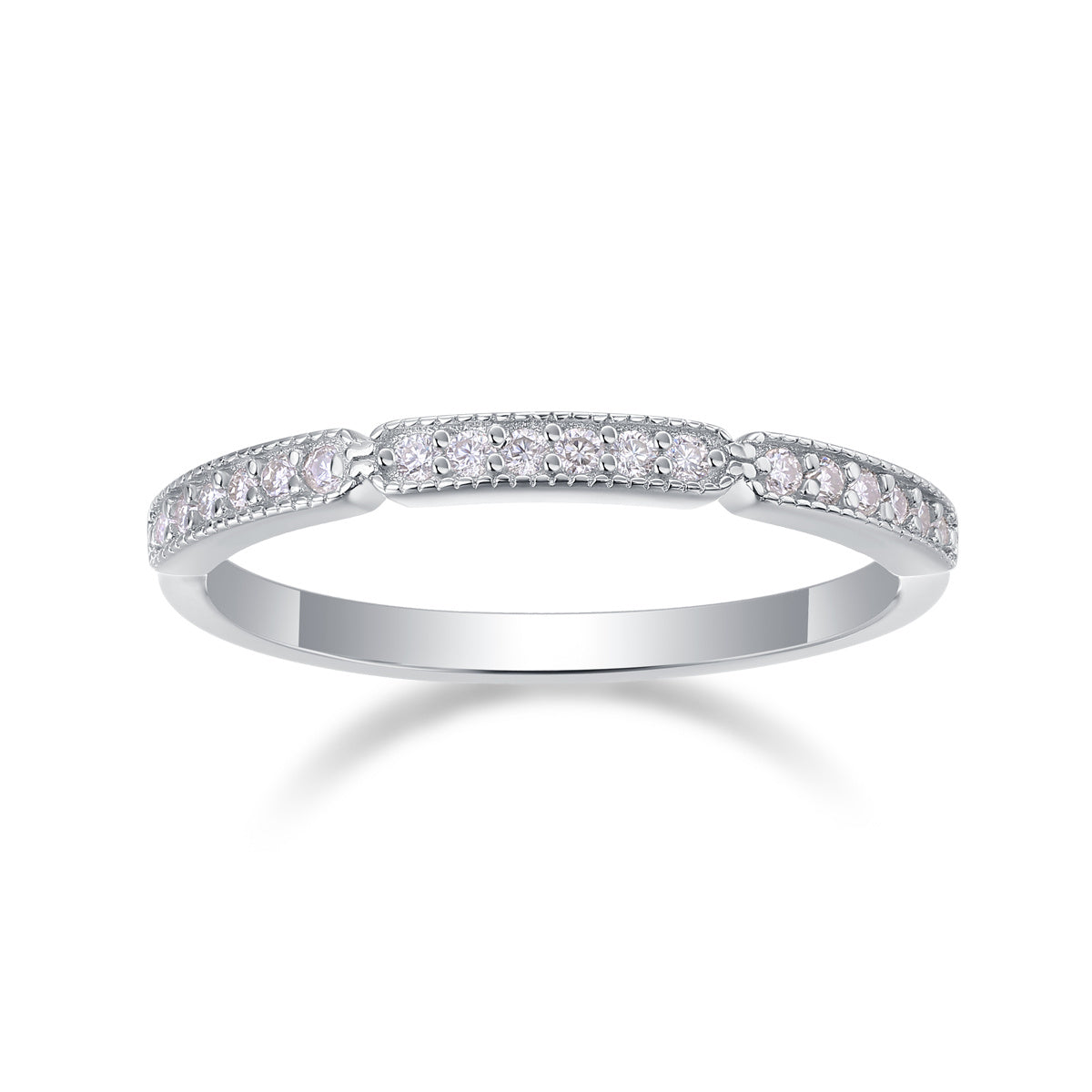 Moissanite Ring - S925 Sterling Silver Platinum Plated Band