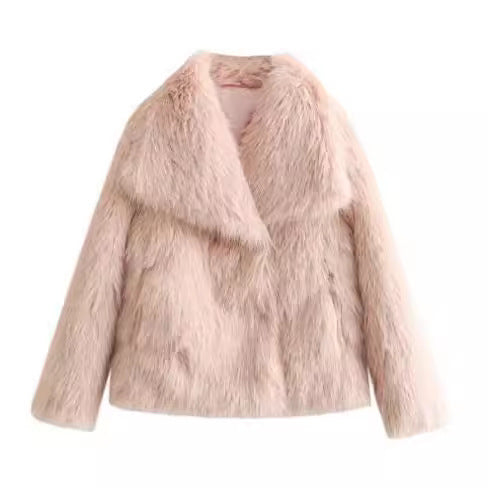 Women's Fluffy Plush Coat - Winter Warm Lapel Jacket