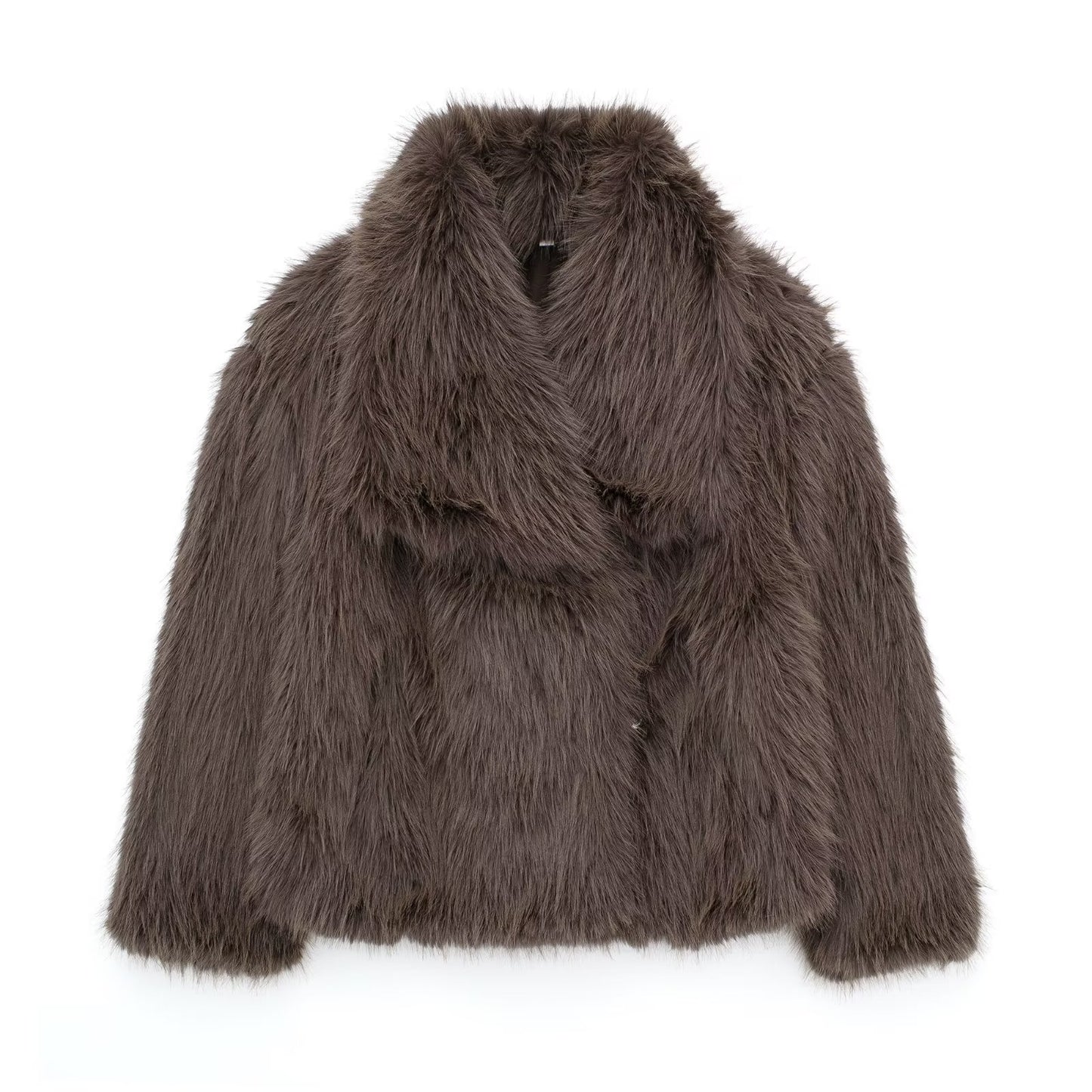 Women's Fluffy Plush Coat - Winter Warm Lapel Jacket