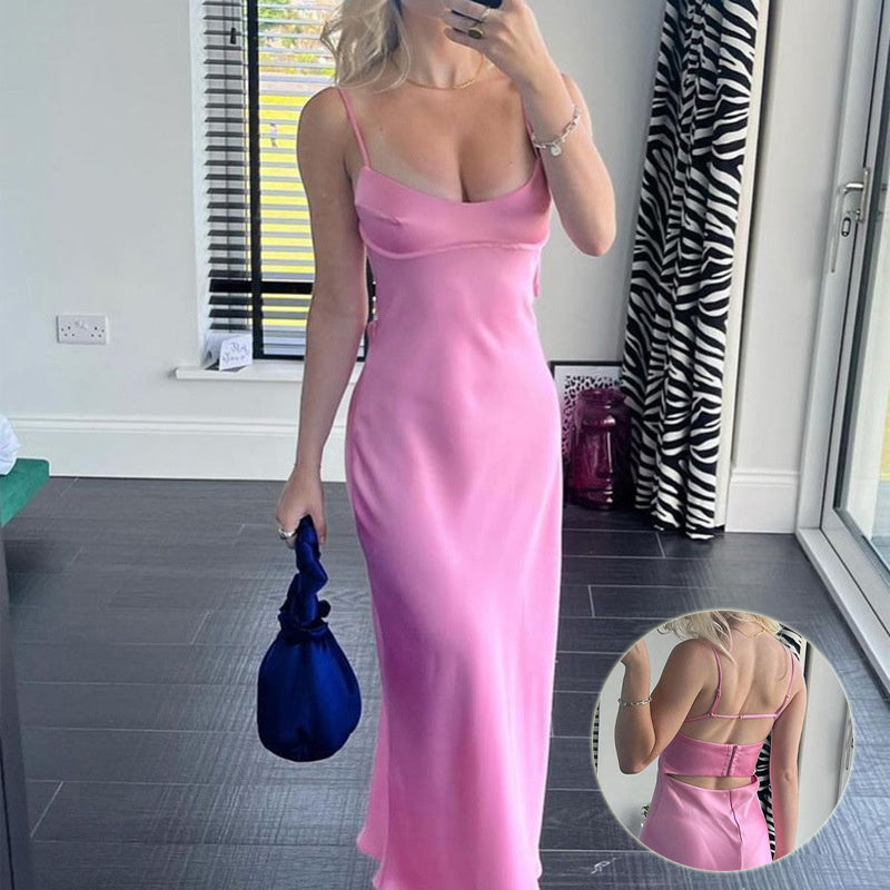 Satin Backless Maxi Dress
