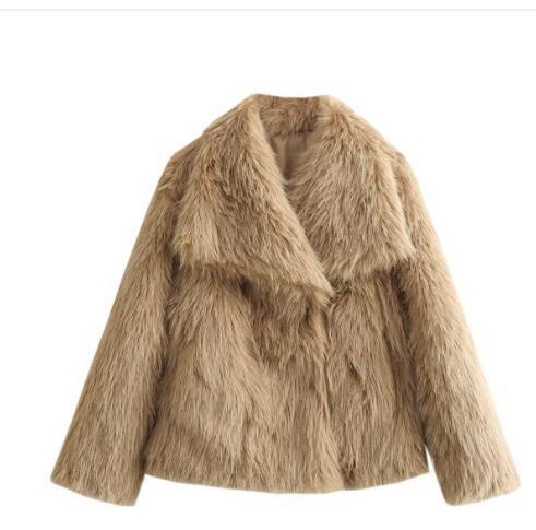 Women's Fluffy Plush Coat - Winter Warm Lapel Jacket