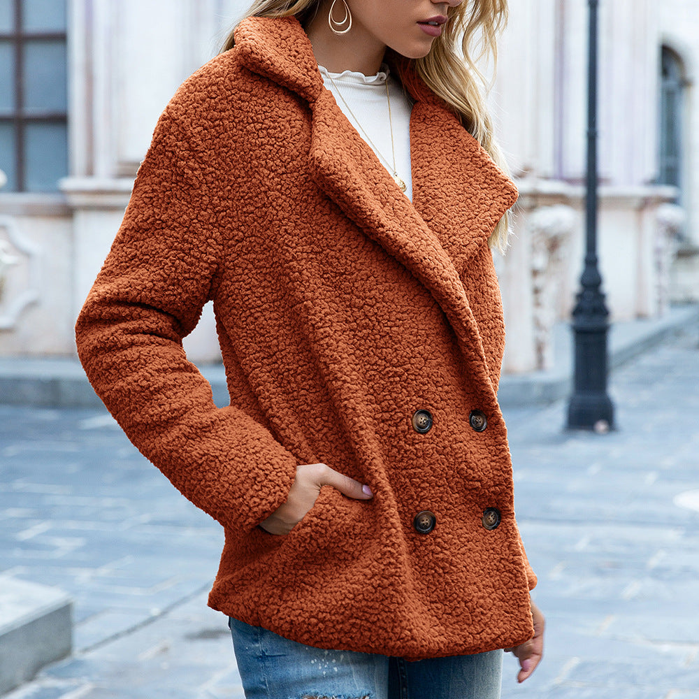 VelvaCozy™ Teddy Lapel Coat – Elegant Winter Jacket for Women