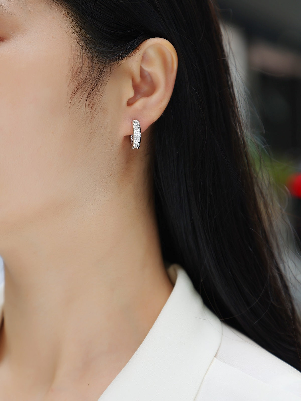 Moissanite Hoop Earrings - S925 Sterling Silver Huggie Hoops