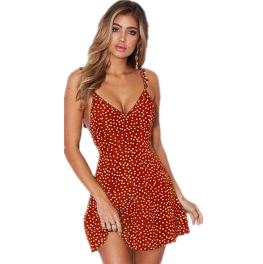 Polka Dot Lace Trim Mini Dress