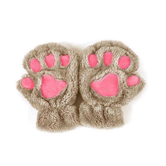Women's Cat Paw Gloves - Cute Half Finger Winter Mittens