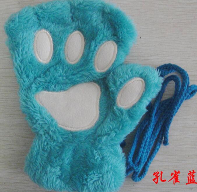Women's Cat Paw Gloves - Cute Half Finger Winter Mittens