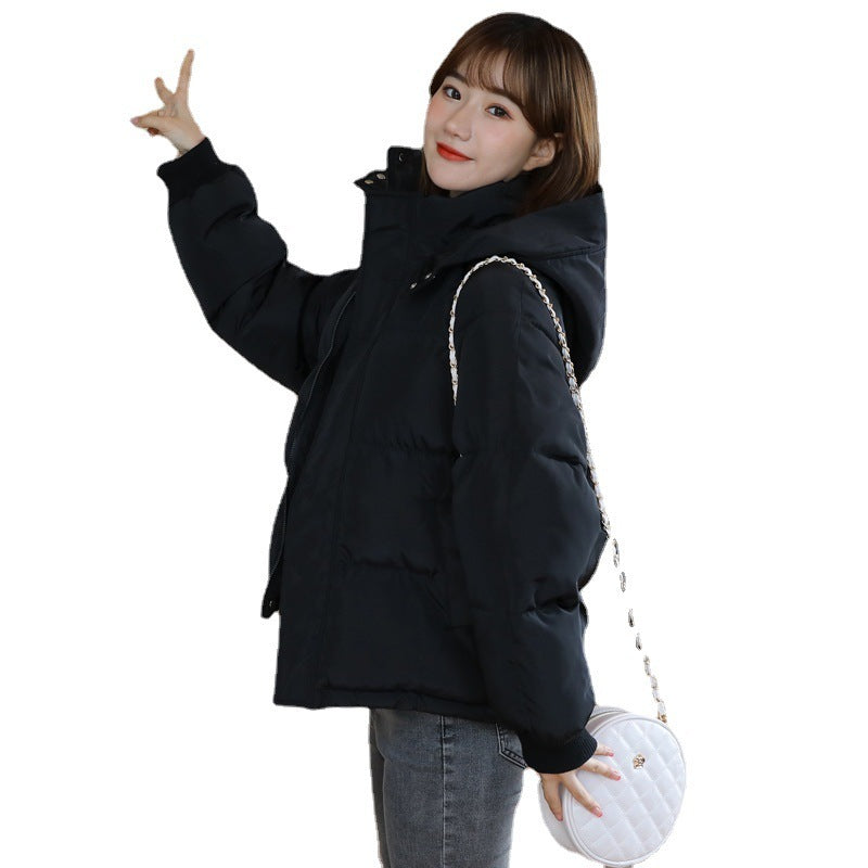 Korean Style Hooded Puffer Jacket - Women's Oversized Bread Coat