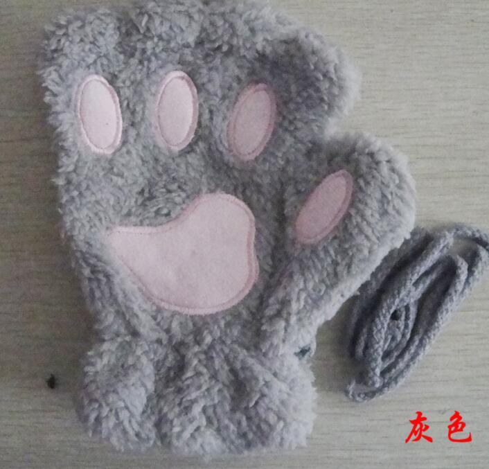 Women's Cat Paw Gloves - Cute Half Finger Winter Mittens