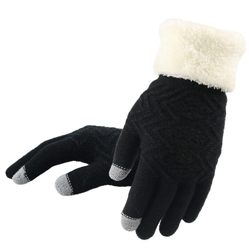 Women's Winter Knit Gloves - Warm Fleece Lined Touchscreen Mittens