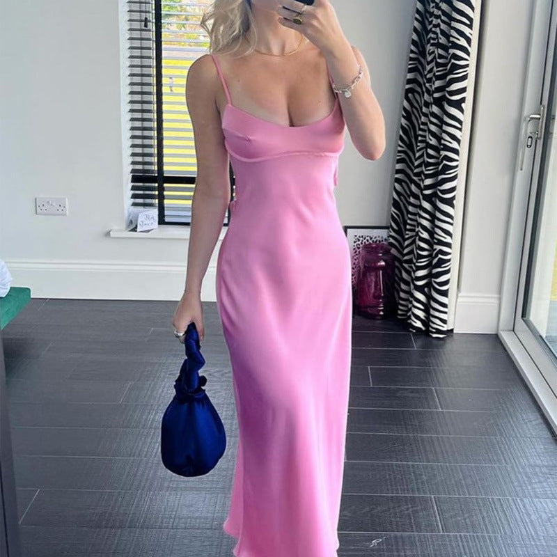 Satin Backless Maxi Dress