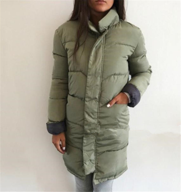 Cotton Padded Winter Jacket - Women's Oversized Puffer Coat