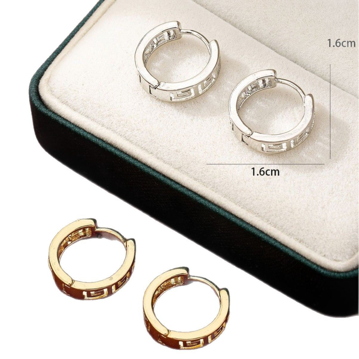 Tibetan Great Wall Pattern Hoop Earrings - Retro Ethnic Style