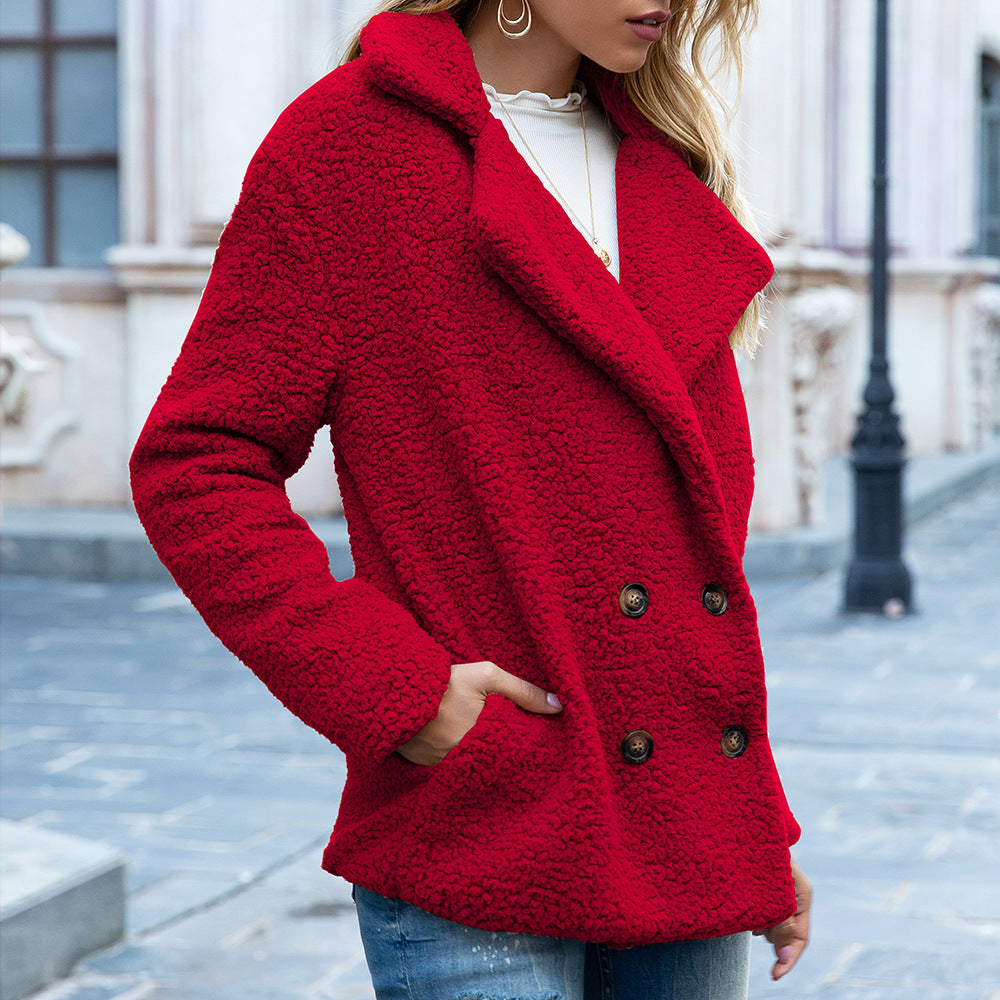 VelvaCozy™ Teddy Lapel Coat – Elegant Winter Jacket for Women