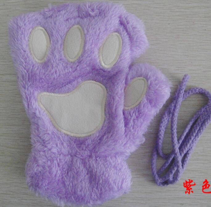 Women's Cat Paw Gloves - Cute Half Finger Winter Mittens