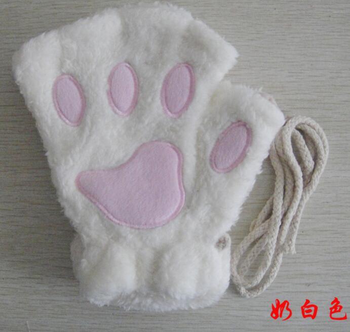Women's Cat Paw Gloves - Cute Half Finger Winter Mittens