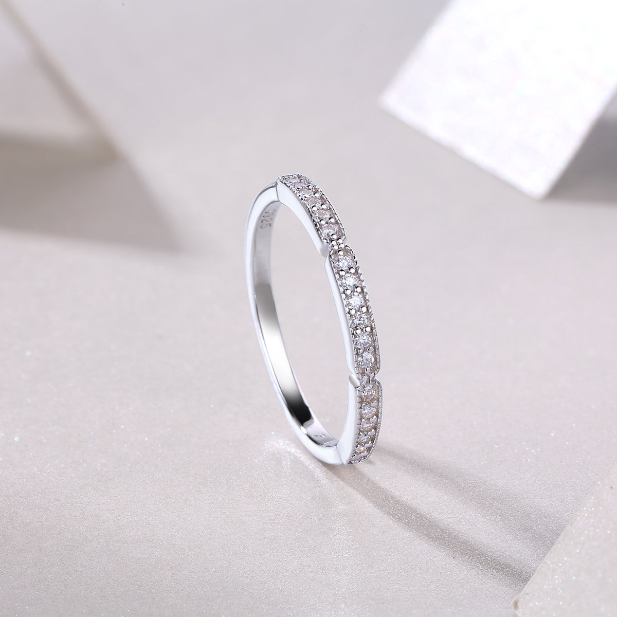 Moissanite Ring - S925 Sterling Silver Platinum Plated Band