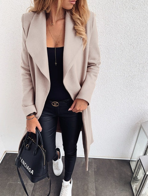 Women's Long Blazer Jacket - Casual Open Front Coat Outerwear