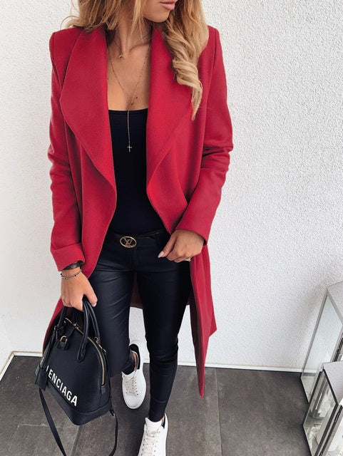 Women's Long Blazer Jacket - Casual Open Front Coat Outerwear
