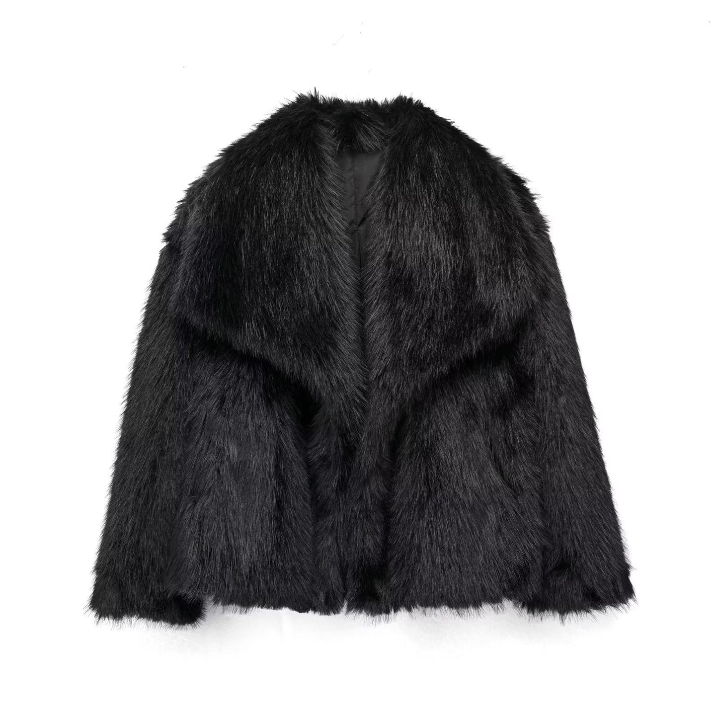 Women's Fluffy Plush Coat - Winter Warm Lapel Jacket
