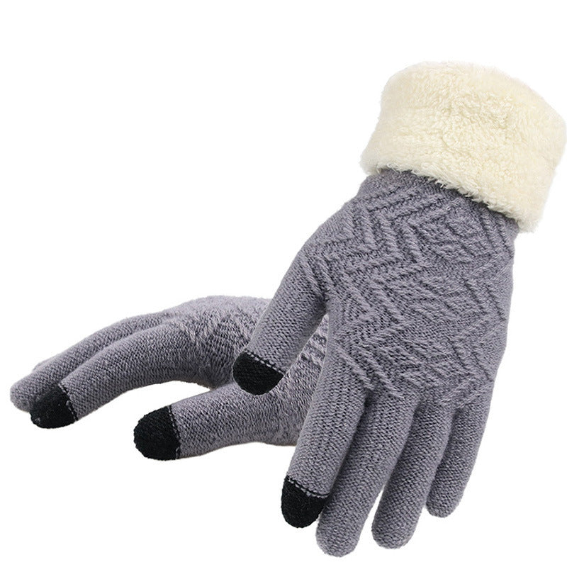 Women's Winter Knit Gloves - Warm Fleece Lined Touchscreen Mittens
