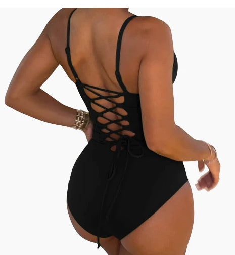 Women's One-Piece Swimsuit - Backless Triangle Cut Bathing Suit