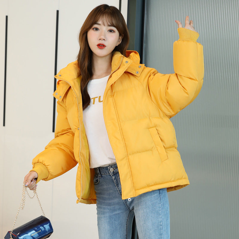 Korean Style Hooded Puffer Jacket - Women's Oversized Bread Coat