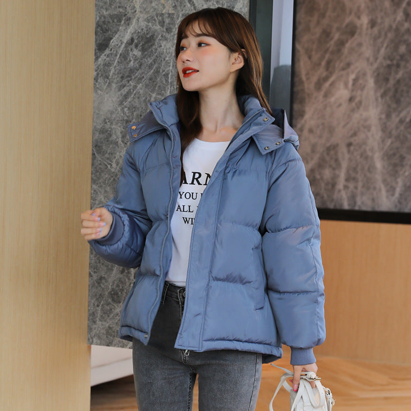 Korean Style Hooded Puffer Jacket - Women's Oversized Bread Coat