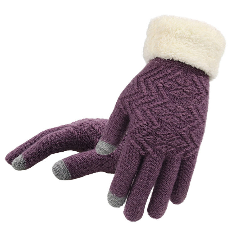 Women's Winter Knit Gloves - Warm Fleece Lined Touchscreen Mittens