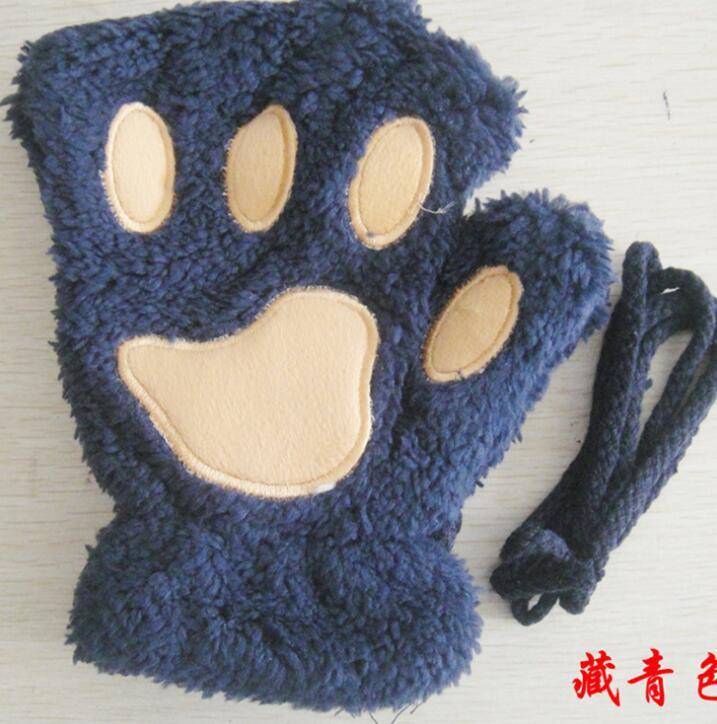 Women's Cat Paw Gloves - Cute Half Finger Winter Mittens