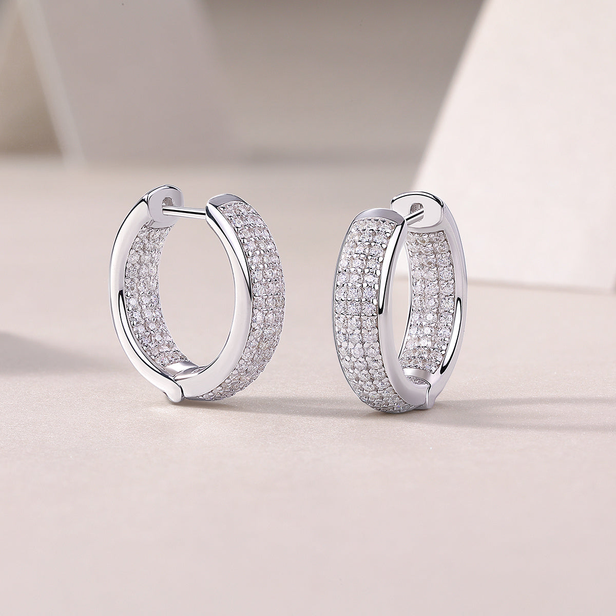 Moissanite Hoop Earrings - S925 Sterling Silver Huggie Hoops