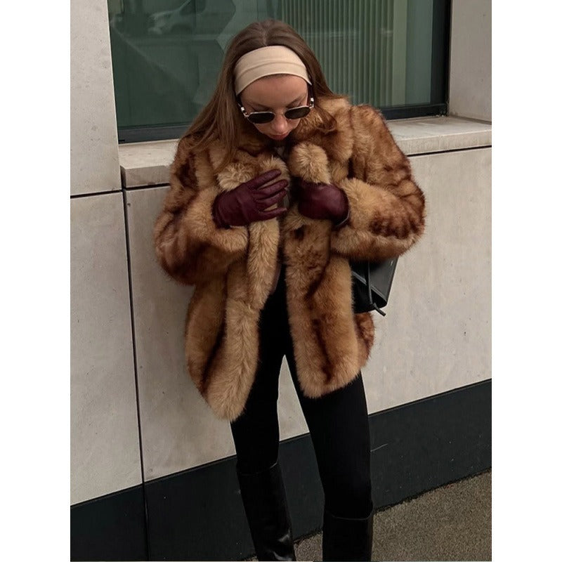 Faux Fur Short Coat - Women's Oversized Warm Jacket