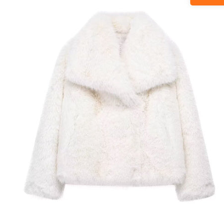 Women's Fluffy Plush Coat - Winter Warm Lapel Jacket