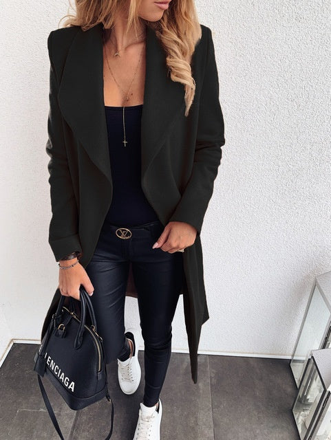 Women's Long Blazer Jacket - Casual Open Front Coat Outerwear
