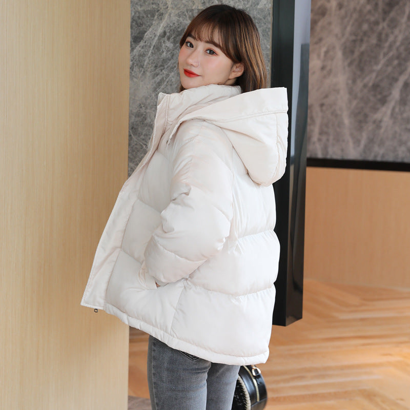 Korean Style Hooded Puffer Jacket - Women's Oversized Bread Coat