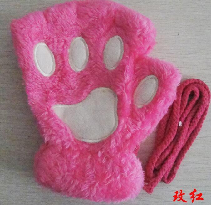 Women's Cat Paw Gloves - Cute Half Finger Winter Mittens