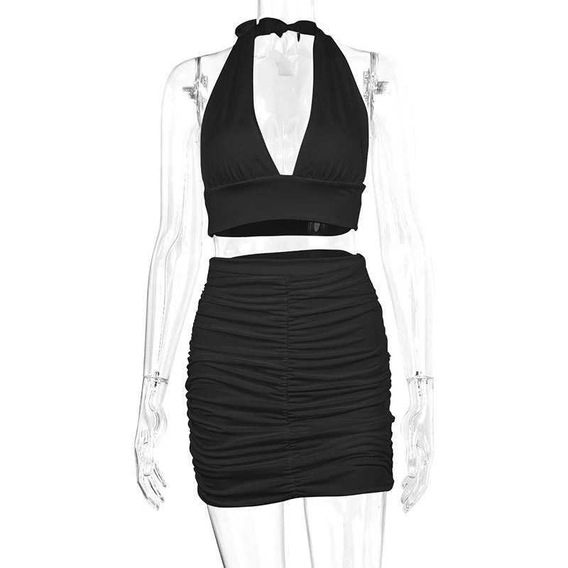 Halter Top & Ruched Skirt Set