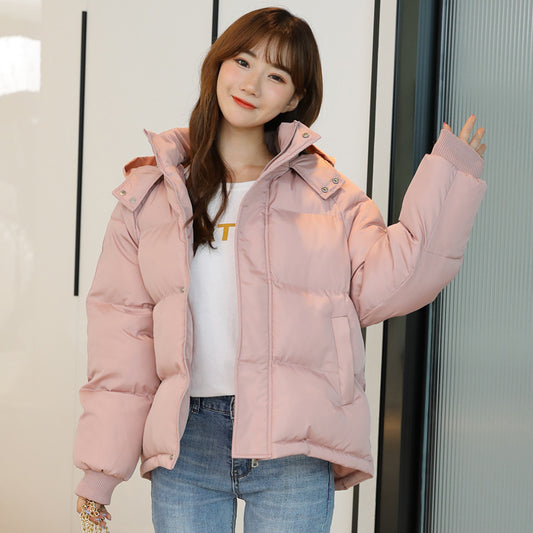 Korean Style Hooded Puffer Jacket - Women's Oversized Bread Coat
