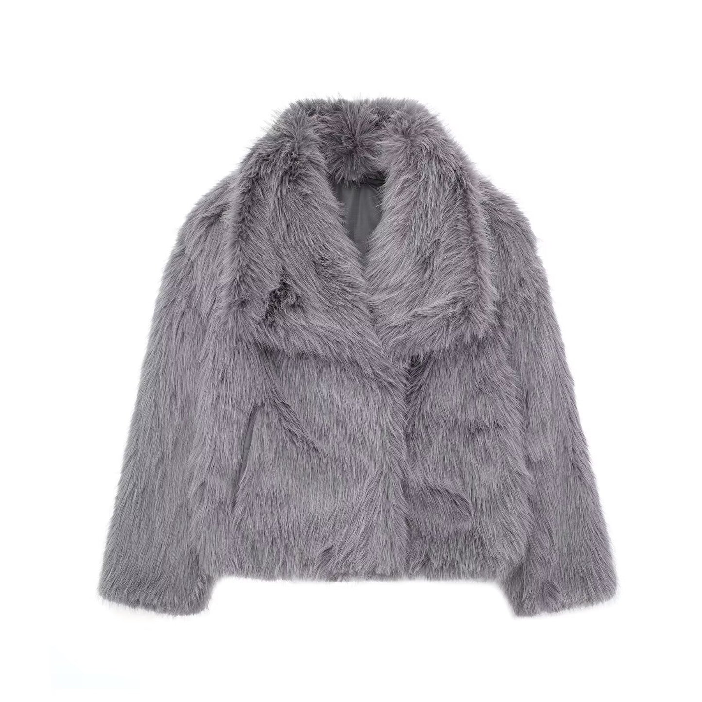 Women's Fluffy Plush Coat - Winter Warm Lapel Jacket