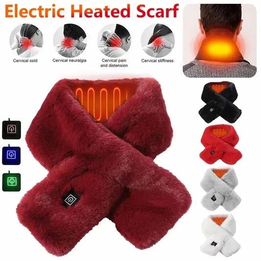 Plush Heated Neck Wrap - USB Electric Warming Scarf with Temperature Control