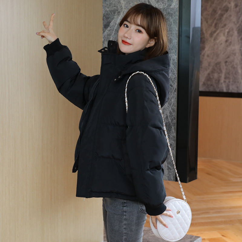 Korean Style Hooded Puffer Jacket - Women's Oversized Bread Coat