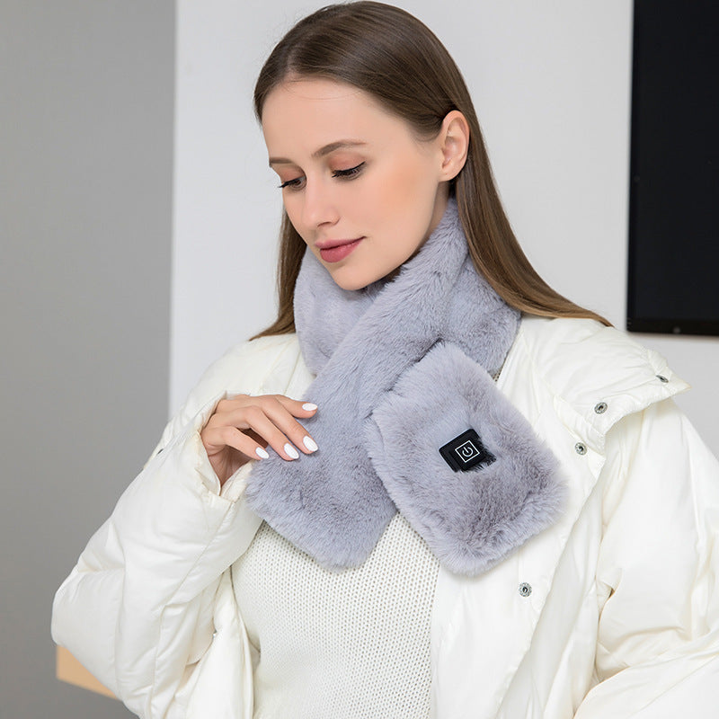 Plush Heated Neck Wrap - USB Electric Warming Scarf with Temperature Control