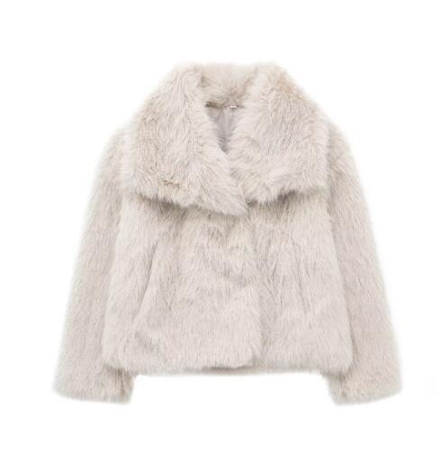 Women's Fluffy Plush Coat - Winter Warm Lapel Jacket