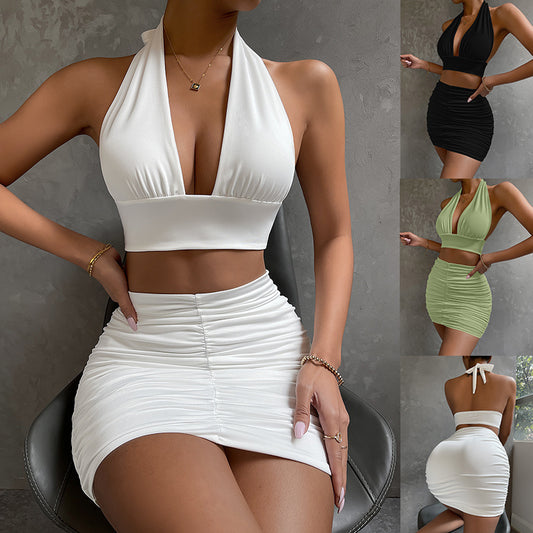 Halter Top & Ruched Skirt Set