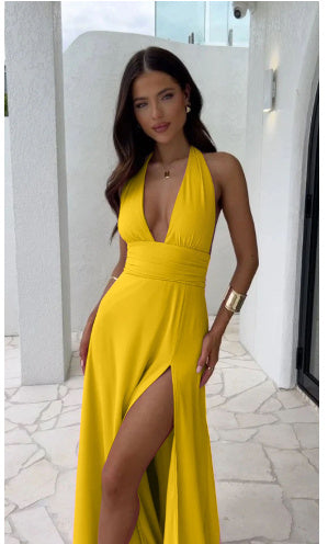Halter Neck Slit Maxi Dress
