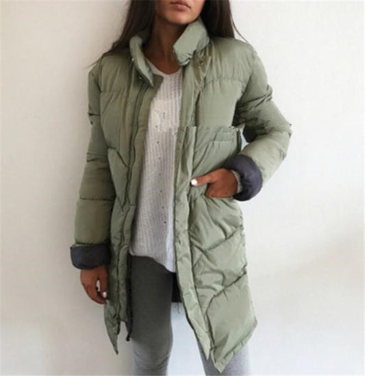 Cotton Padded Winter Jacket - Women's Oversized Puffer Coat